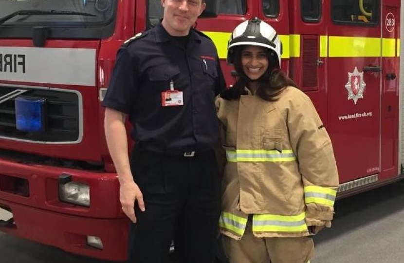 Asha Saroy, on a tour of the new fire station that opened in her ward